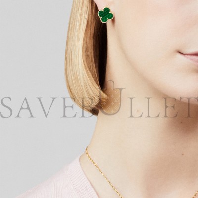 VAN CLEEF ARPELS VINTAGE ALHAMBRA EARRINGS - YELLOW GOLD, MALACHITE  VCARO3QL00